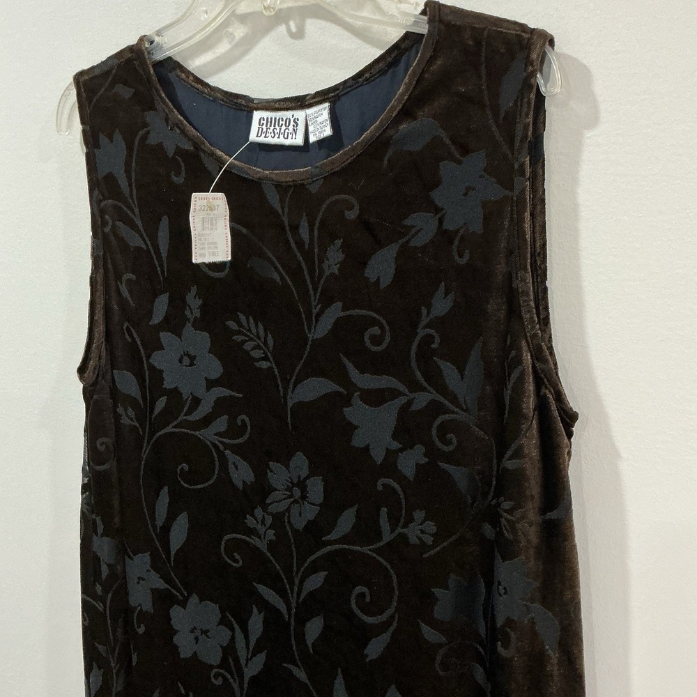 Chicos Velvet Burnout Maxi Floral Dress Size 3/16 Whimsigoth Dead stock